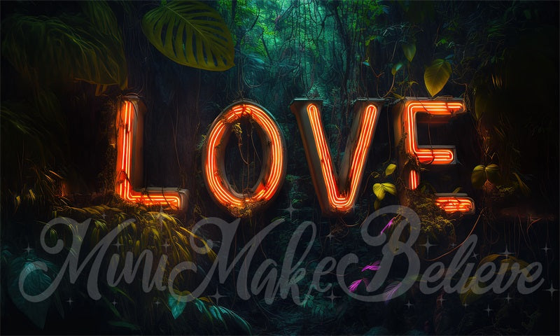 Kate Valentine Jungle Neon Light Backdrop Love Letters Designed by Mini MakeBelieve - Kate Backdrop AU