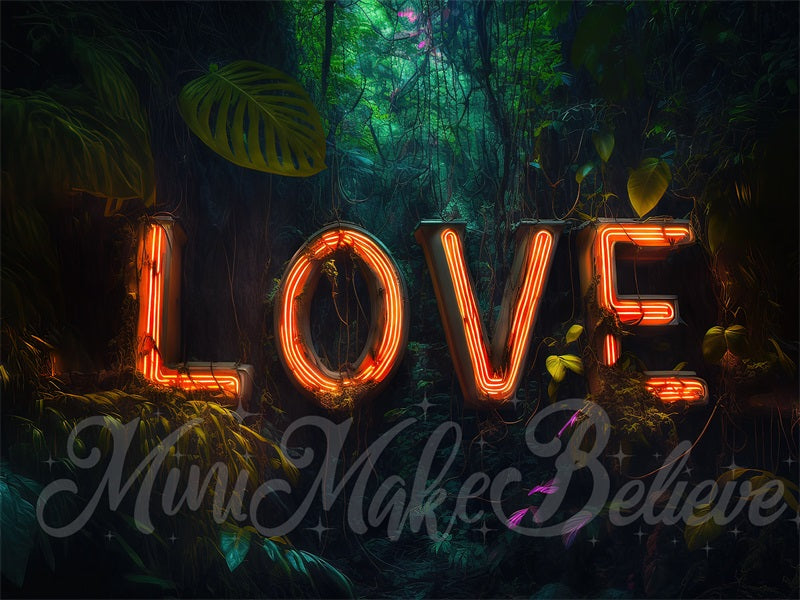 Kate Valentine Jungle Neon Light Backdrop Love Letters Designed by Mini MakeBelieve - Kate Backdrop AU