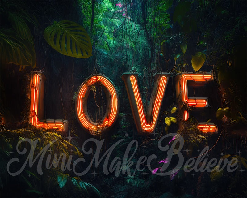 Kate Valentine Jungle Neon Light Backdrop Love Letters Designed by Mini MakeBelieve - Kate Backdrop AU