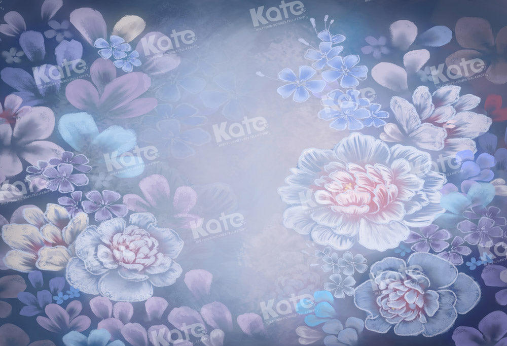 Kate Painting Floral Portrait Backdrop Blue Fine Art Designed by GQ - Kate Backdrop AU