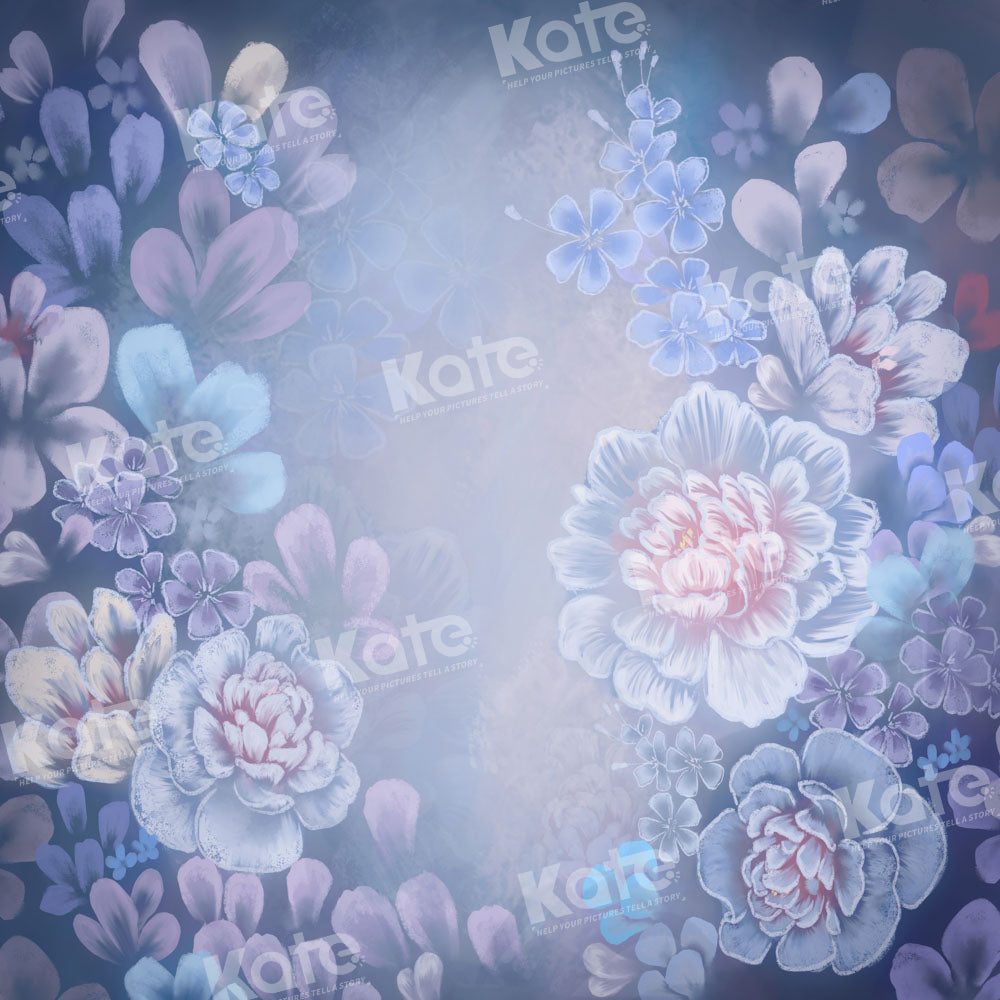 Kate Painting Floral Portrait Backdrop Blue Fine Art Designed by GQ - Kate Backdrop AU