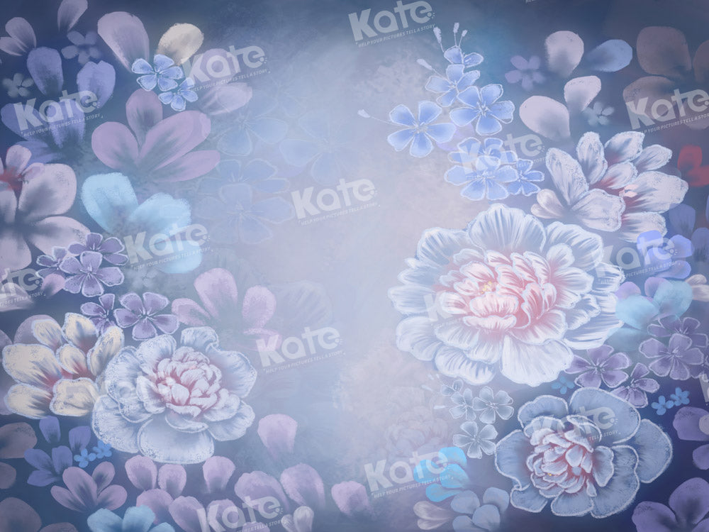 Kate Painting Floral Portrait Backdrop Blue Fine Art Designed by GQ - Kate Backdrop AU