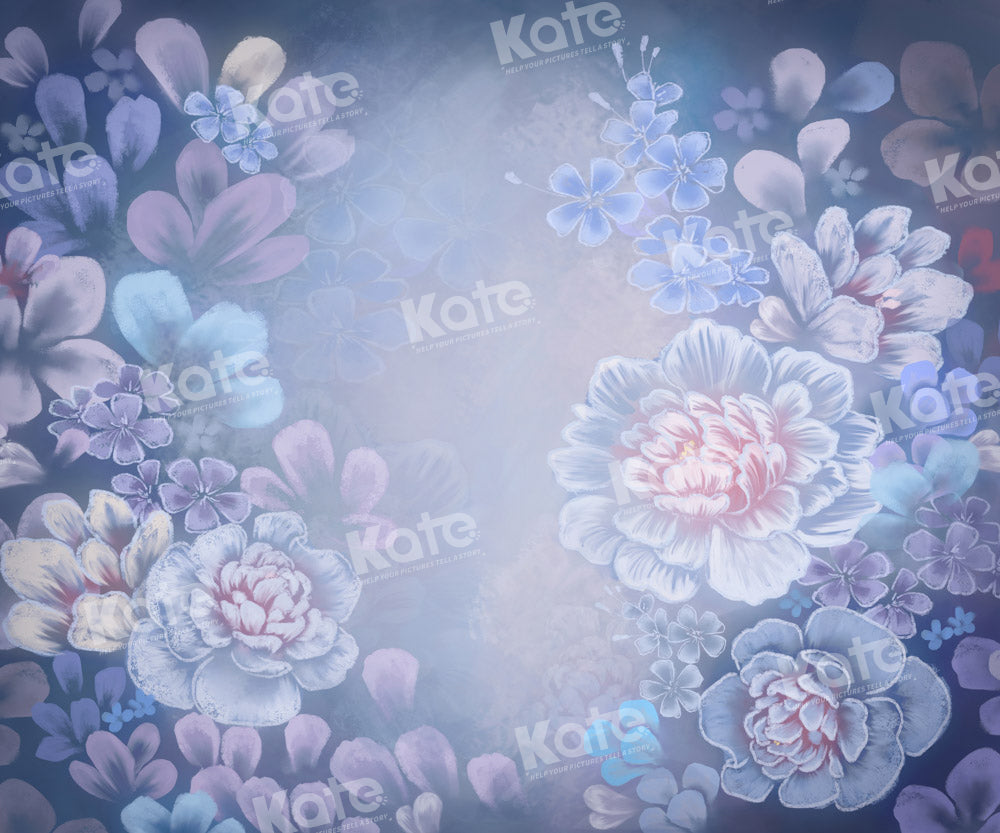 Kate Painting Floral Portrait Backdrop Blue Fine Art Designed by GQ - Kate Backdrop AU