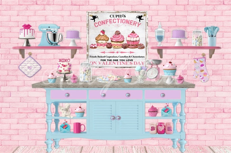 Kate Cupids Valentines Bakery Backdrop Designed by Ashley Paul - Kate Backdrop AU