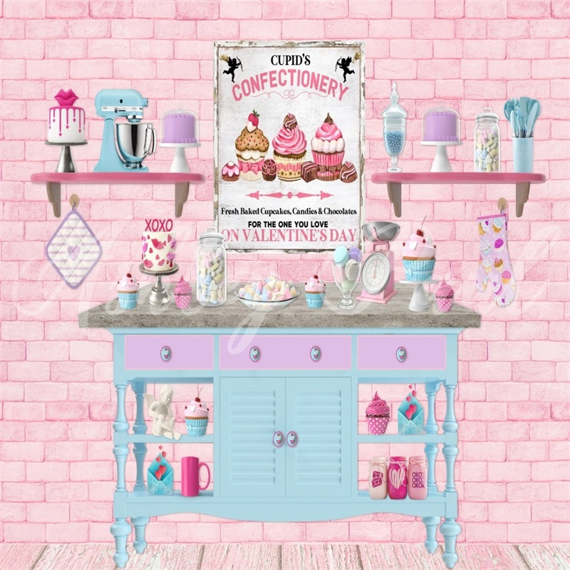 Kate Cupids Valentines Bakery Backdrop Designed by Ashley Paul - Kate Backdrop AU