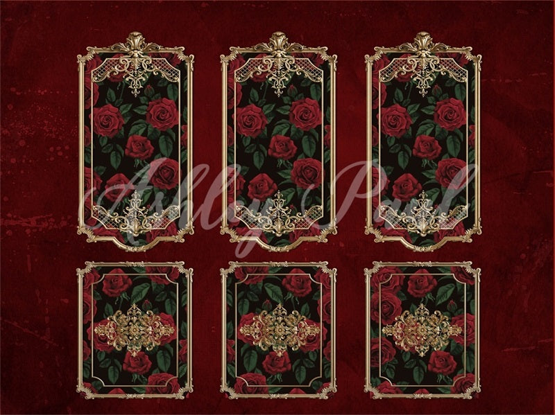 Kate Valentine's Day Retro Dark Red Wall Roses Backdrop Designed by Ashley Paul - Kate Backdrop AU