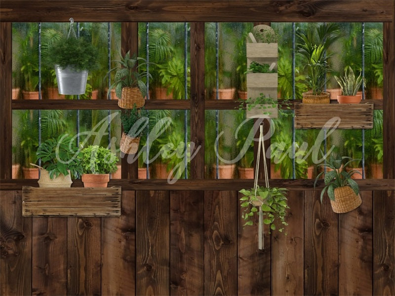 Kate Wood Potted Plant Backdrop Summer Spring Designed by Ashley Paul - Kate Backdrop AU