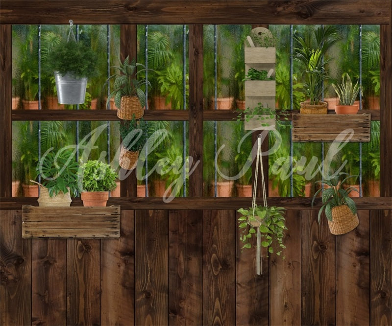 Kate Wood Potted Plant Backdrop Summer Spring Designed by Ashley Paul - Kate Backdrop AU