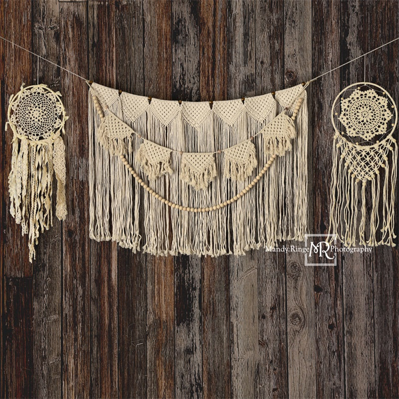 Kate Dark Wood Backdrop Macrame Dreamcatchers Designed by Mandy Ringe Photography - Kate Backdrop AU