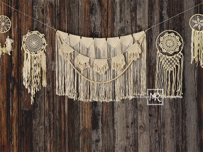 Kate Dark Wood Backdrop Macrame Dreamcatchers Designed by Mandy Ringe Photography - Kate Backdrop AU