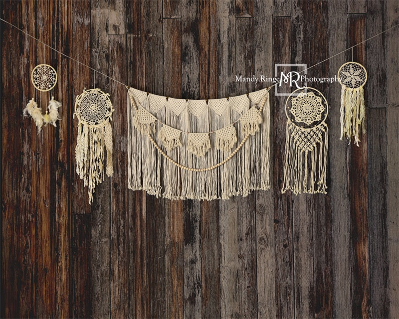 Kate Dark Wood Backdrop Macrame Dreamcatchers Designed by Mandy Ringe Photography - Kate Backdrop AU