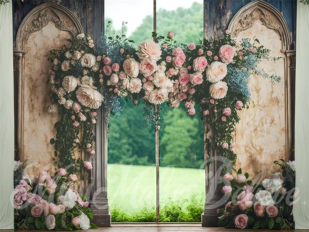 Kate Pink Rose Floral Backdrop Outside Wedding Wall Designed by Mini MakeBelieve - Kate Backdrop AU