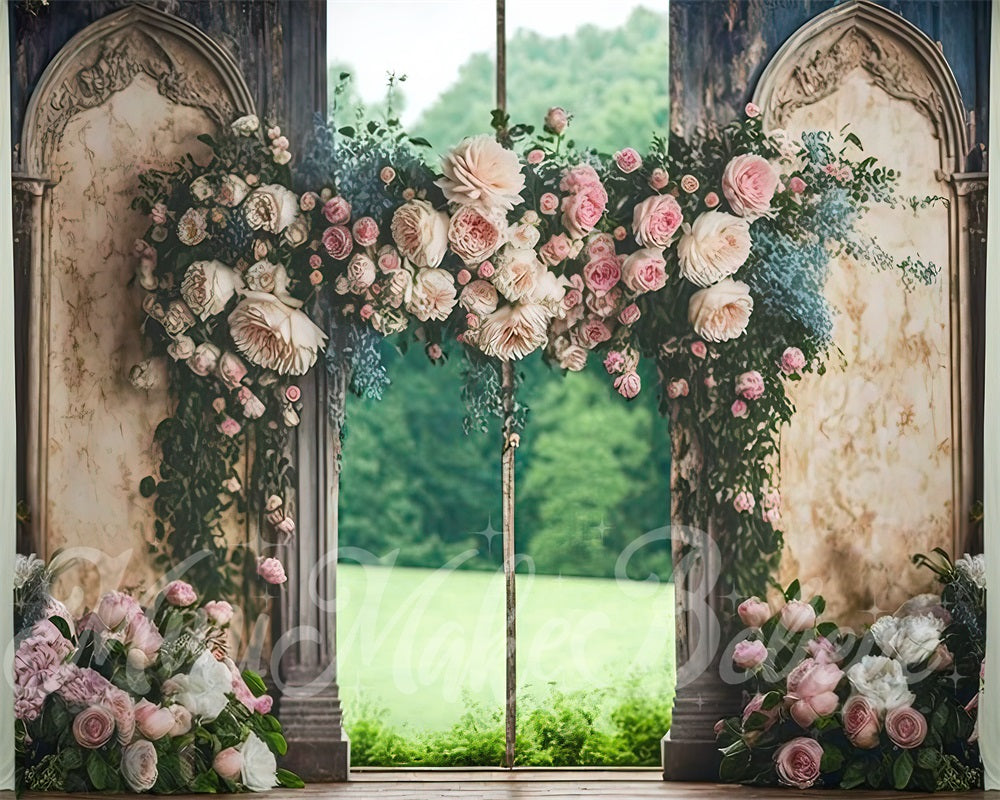 Kate Pink Rose Floral Backdrop Outside Wedding Wall Designed by Mini MakeBelieve - Kate Backdrop AU