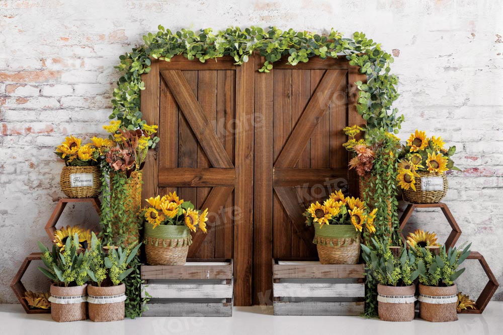 Kate Summer/Autumn Barn Door Backdrop Sunflower Designed by Emetselch - Kate Backdrop AU