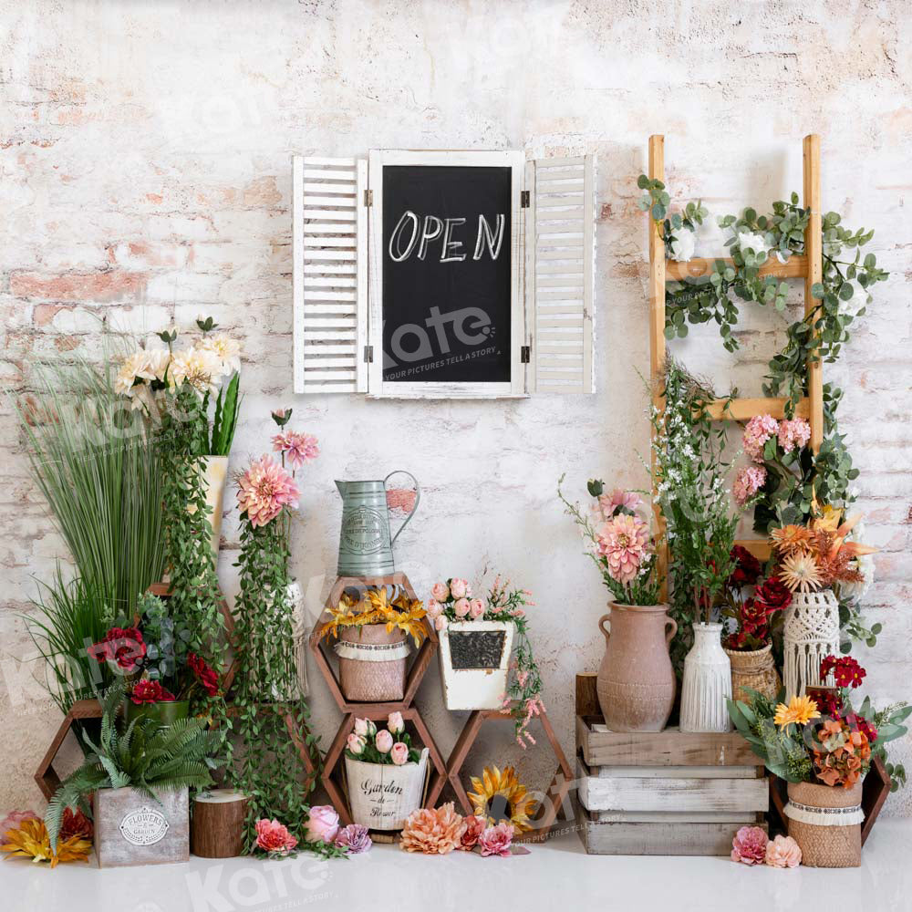 Kate Spring Flower Backdrop Brick Wall Designed by Emetselch - Kate Backdrop AU