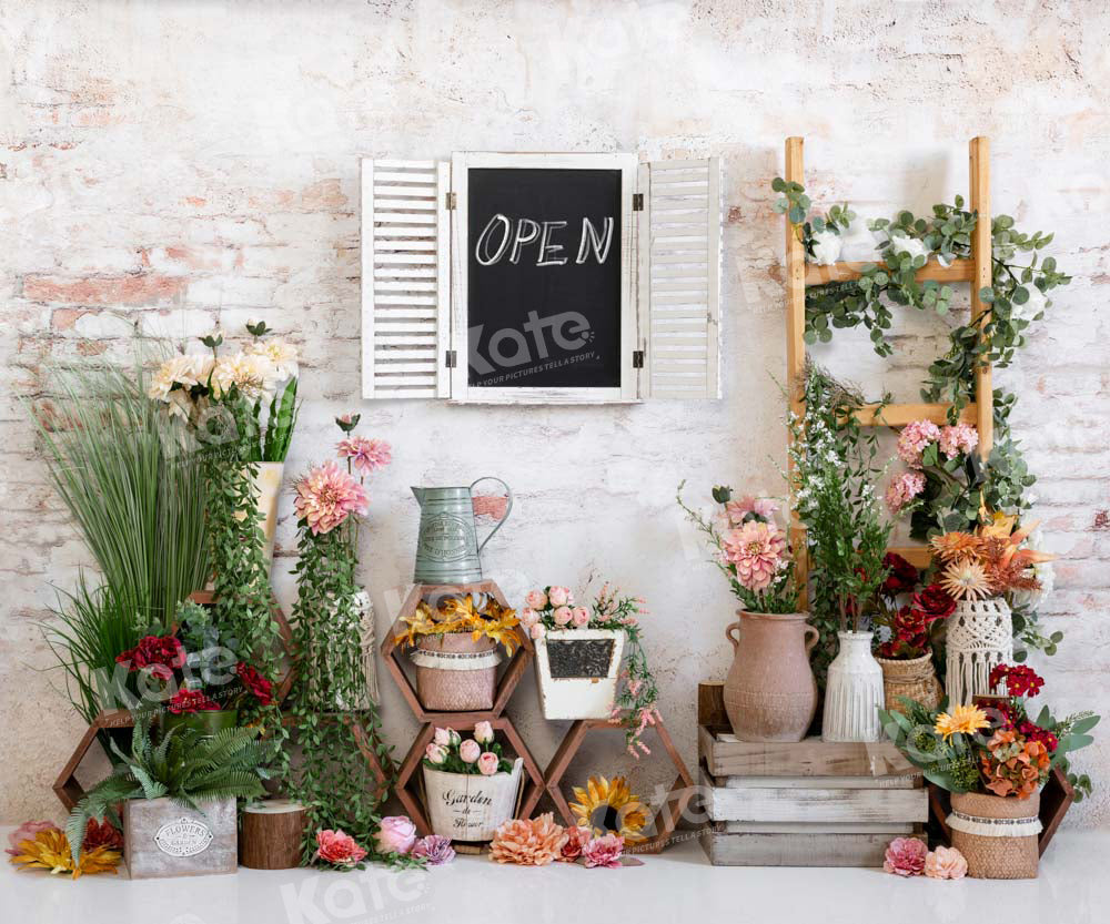 Kate Spring Flower Backdrop Brick Wall Designed by Emetselch - Kate Backdrop AU