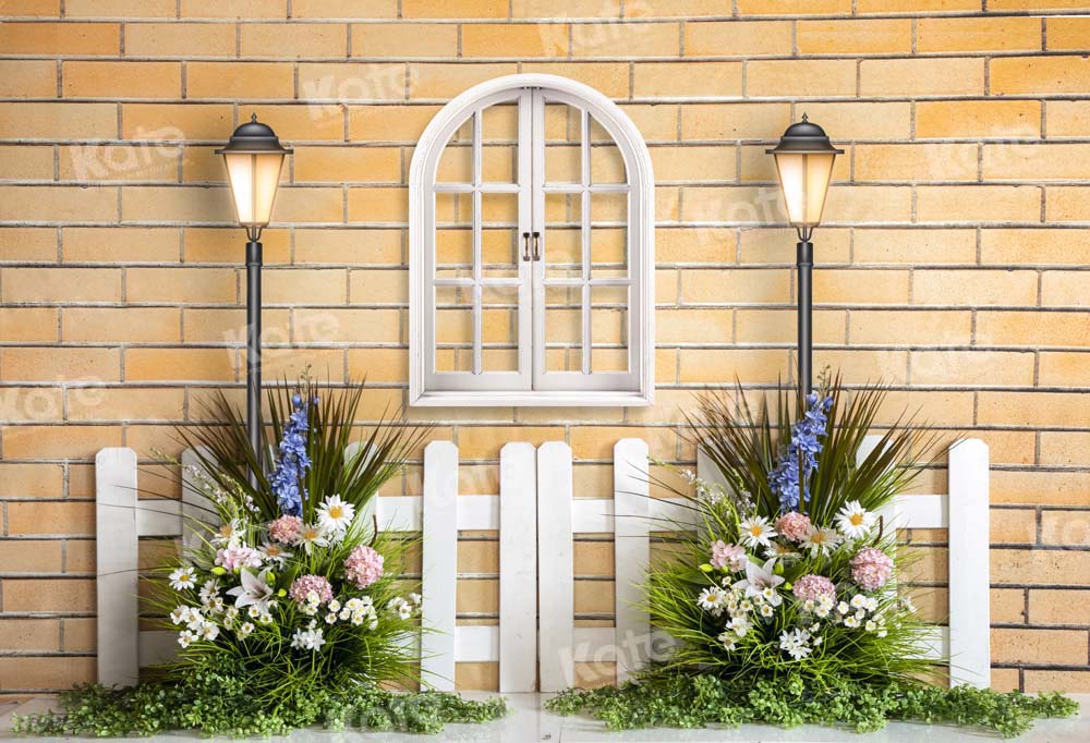 Kate Spring Brick Wall Backdrop Window Flower Designed by Emetselch - Kate Backdrop AU