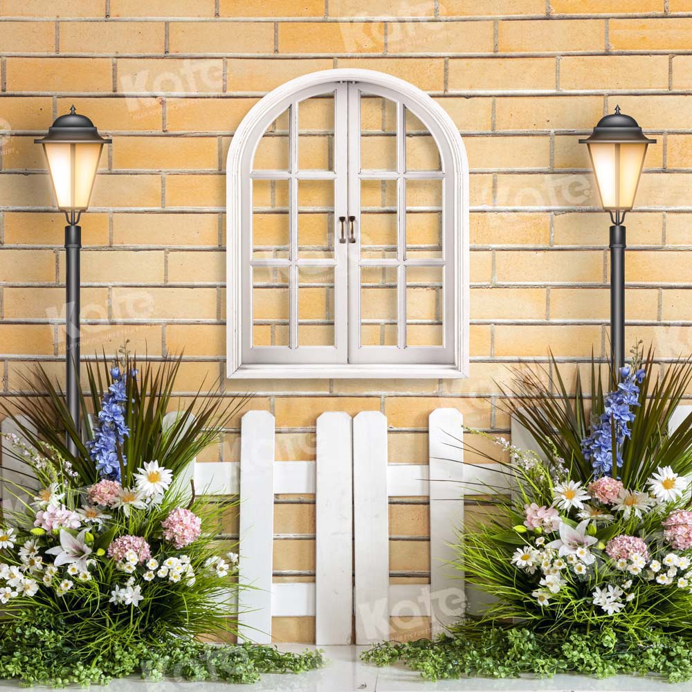Kate Spring Brick Wall Backdrop Window Flower Designed by Emetselch - Kate Backdrop AU