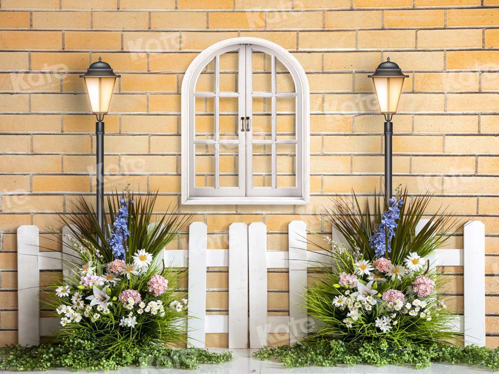 Kate Spring Brick Wall Backdrop Window Flower Designed by Emetselch - Kate Backdrop AU