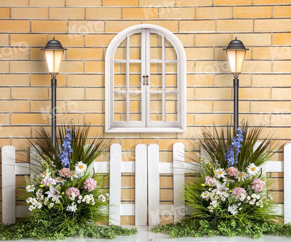 Kate Spring Brick Wall Backdrop Window Flower Designed by Emetselch - Kate Backdrop AU