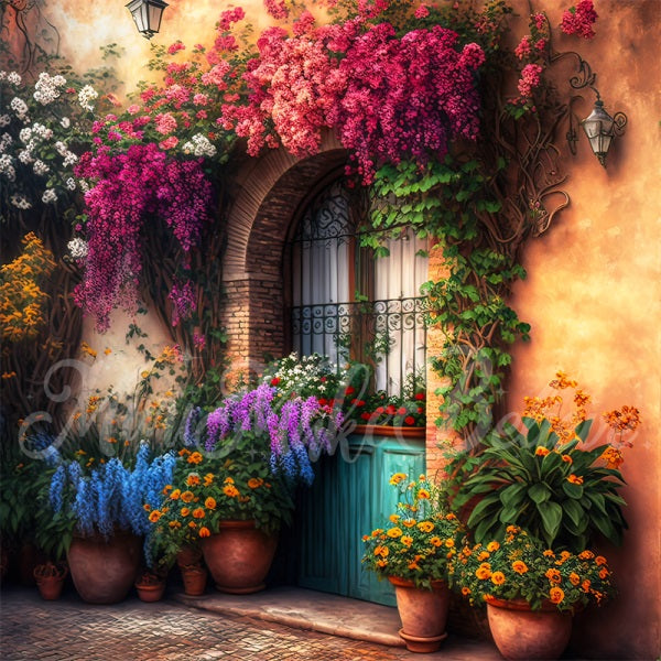 Kate Spring Floral Backdrop Colorful Casa Painted Outdoors Designed by Mini MakeBelieve - Kate Backdrop AU