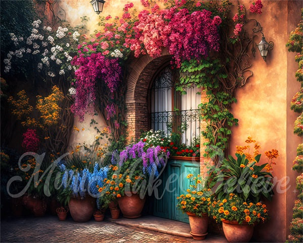 Kate Spring Floral Backdrop Colorful Casa Painted Outdoors Designed by Mini MakeBelieve - Kate Backdrop AU