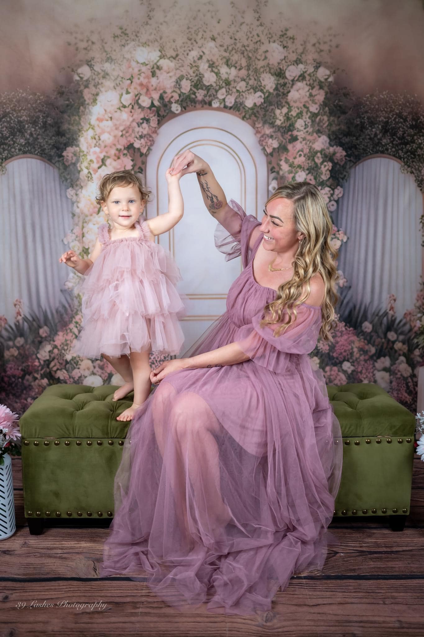 Kate Painted Spring Backdrop Interior Floral Pink Marble Panels Designed by Mini MakeBelieve - Kate Backdrop AU