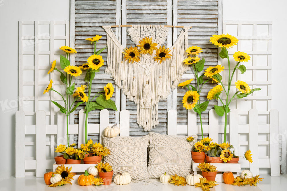 Kate Boho Sunflower Window Backdrop Tapestry Designed by Emetselch - Kate Backdrop AU