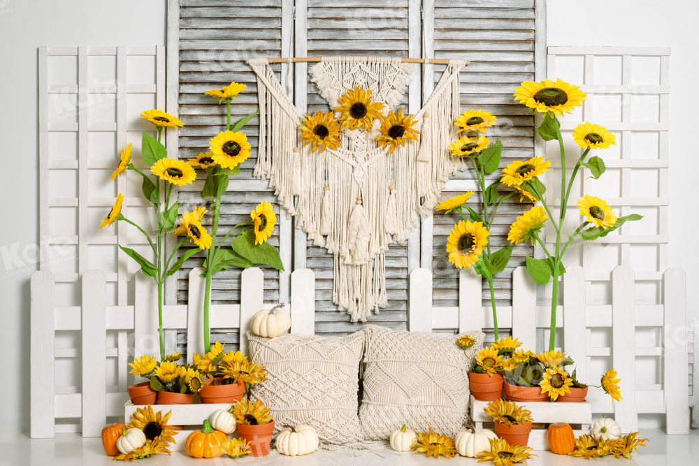 Kate Boho Sunflower Window Backdrop Tapestry Designed by Emetselch - Kate Backdrop AU