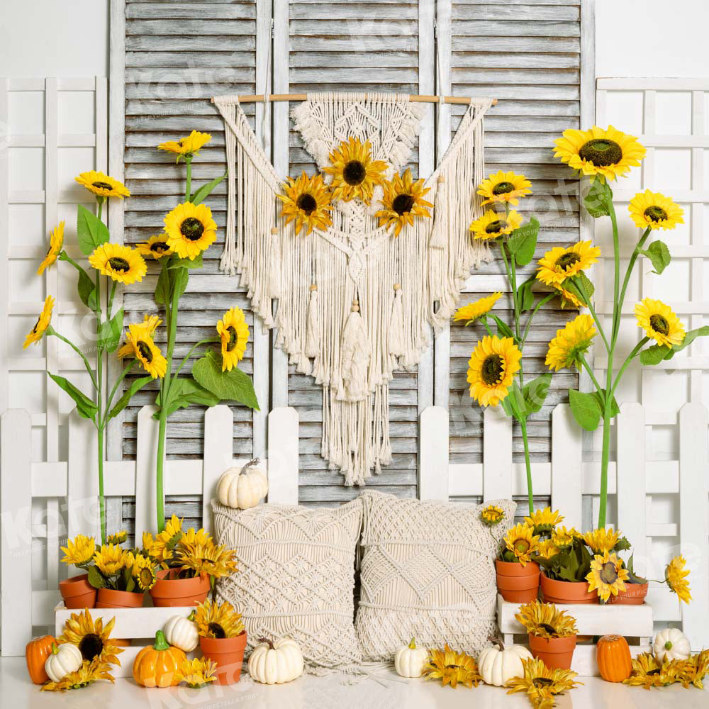 Kate Boho Sunflower Window Backdrop Tapestry Designed by Emetselch - Kate Backdrop AU
