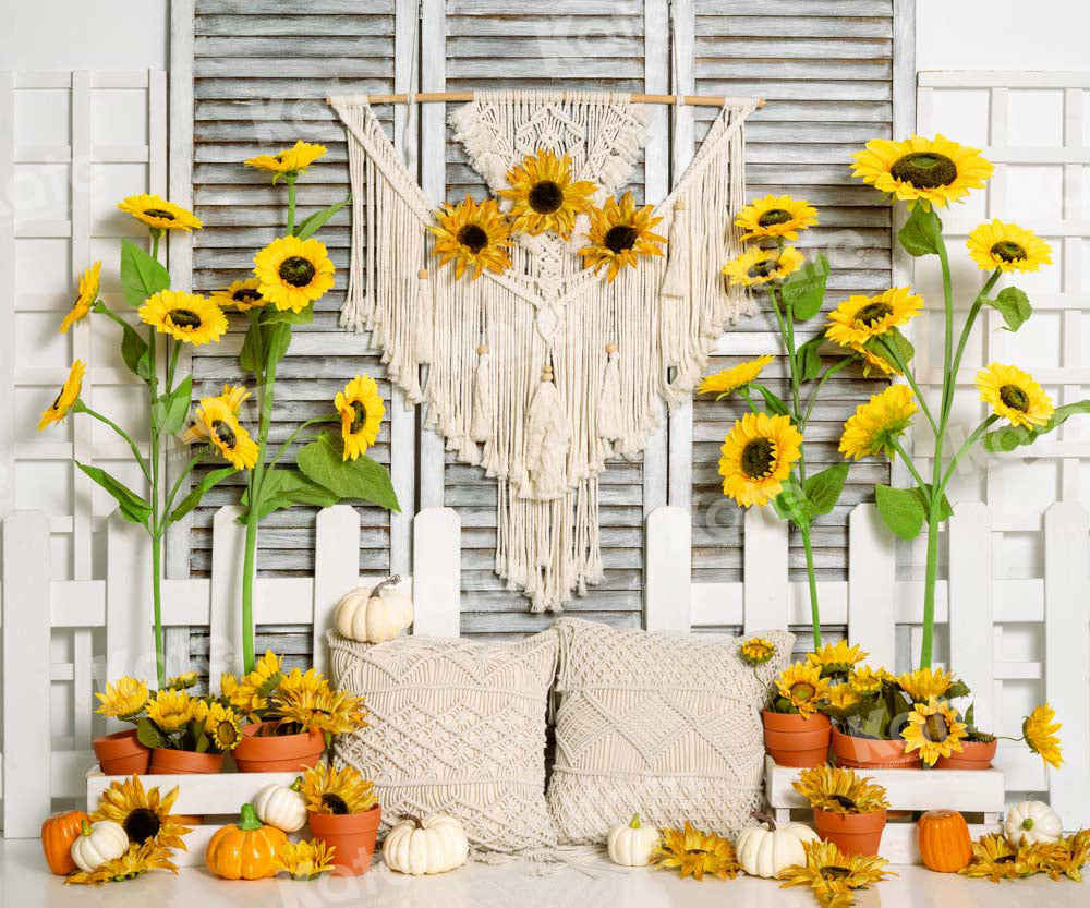 Kate Boho Sunflower Window Backdrop Tapestry Designed by Emetselch - Kate Backdrop AU