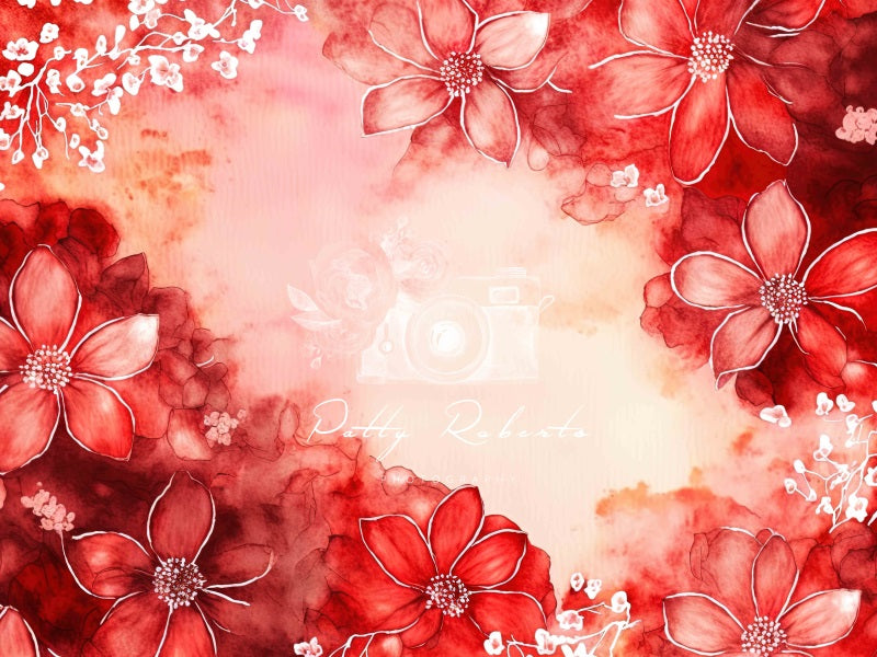Kate Red Vintage Flowers Backdrop Designed by Patty Robertss - Kate Backdrop AU