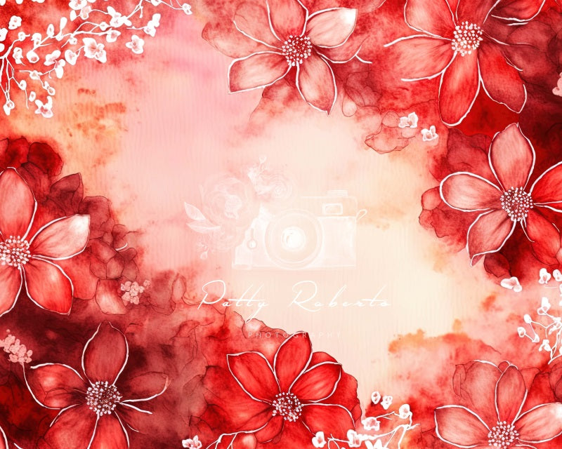 Kate Red Vintage Flowers Backdrop Designed by Patty Robertss - Kate Backdrop AU
