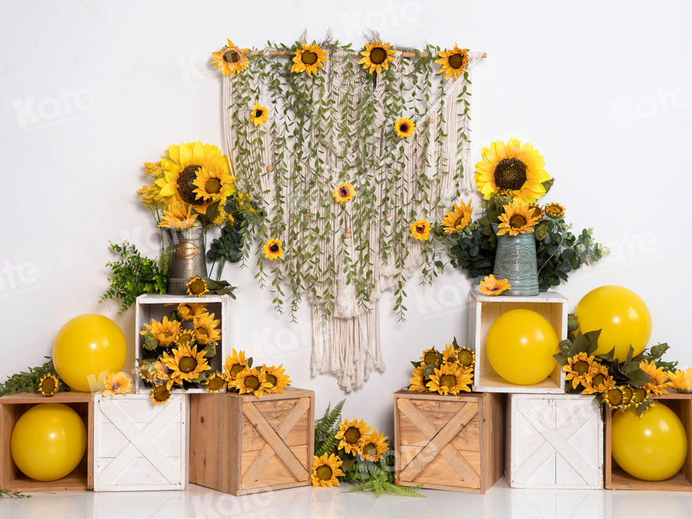 Kate Autumn Sunflower Backdrop Cake Smash Designed by Emetselch - Kate Backdrop AU