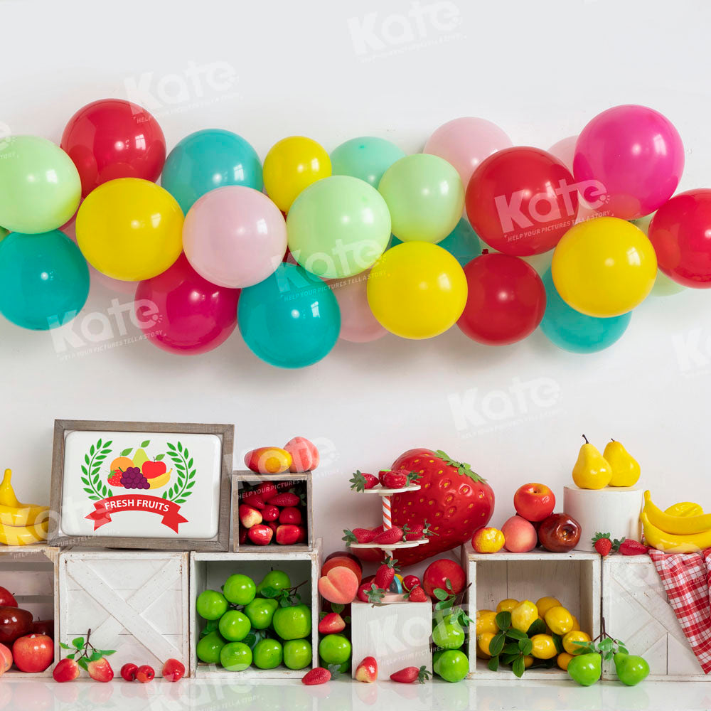 Kate Fruit Balloon Party Backdrop Cake Smash Designed by Emetselch - Kate Backdrop AU