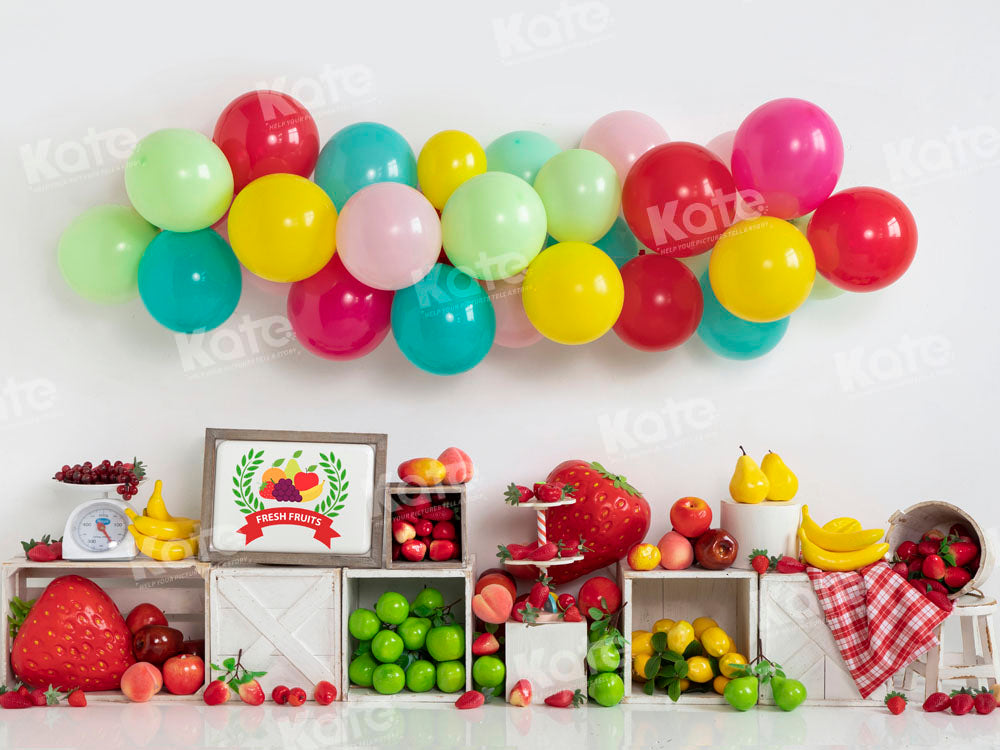 Kate Fruit Balloon Party Backdrop Cake Smash Designed by Emetselch - Kate Backdrop AU
