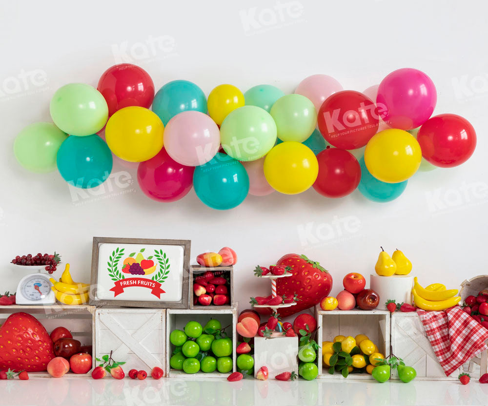 Kate Fruit Balloon Party Backdrop Cake Smash Designed by Emetselch - Kate Backdrop AU