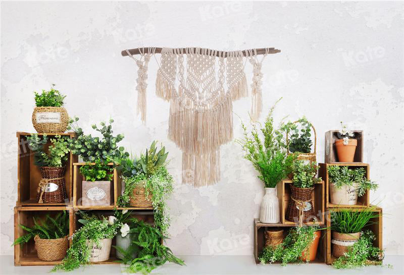 Kate Spring/Summer Boho Plants White Wall Backdrop for Photography - Kate Backdrop AU