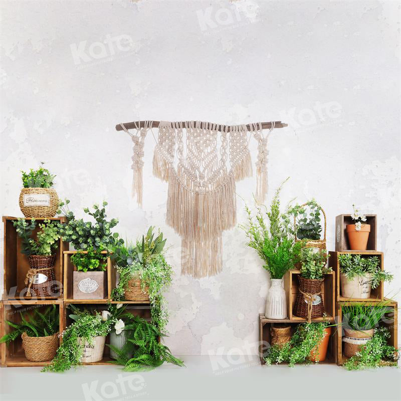Kate Spring/Summer Boho Plants White Wall Backdrop for Photography - Kate Backdrop AU