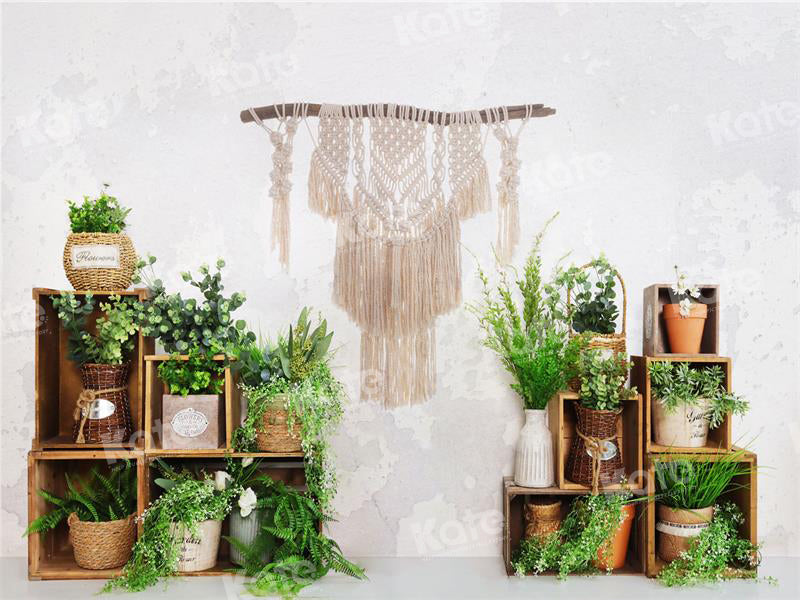 Kate Spring/Summer Boho Plants White Wall Backdrop for Photography - Kate Backdrop AU