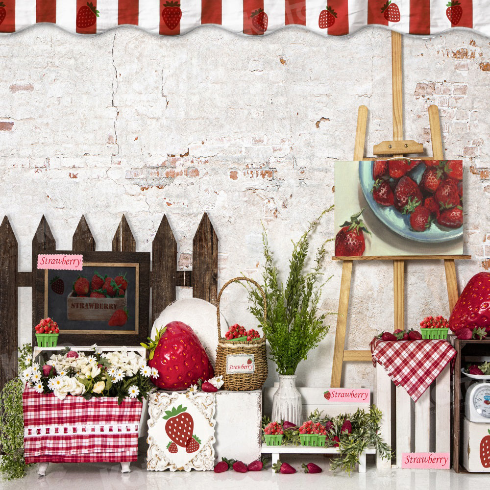 Kate Spring Strawberry Farm Shop Backdrop for Photography - Kate Backdrop AU
