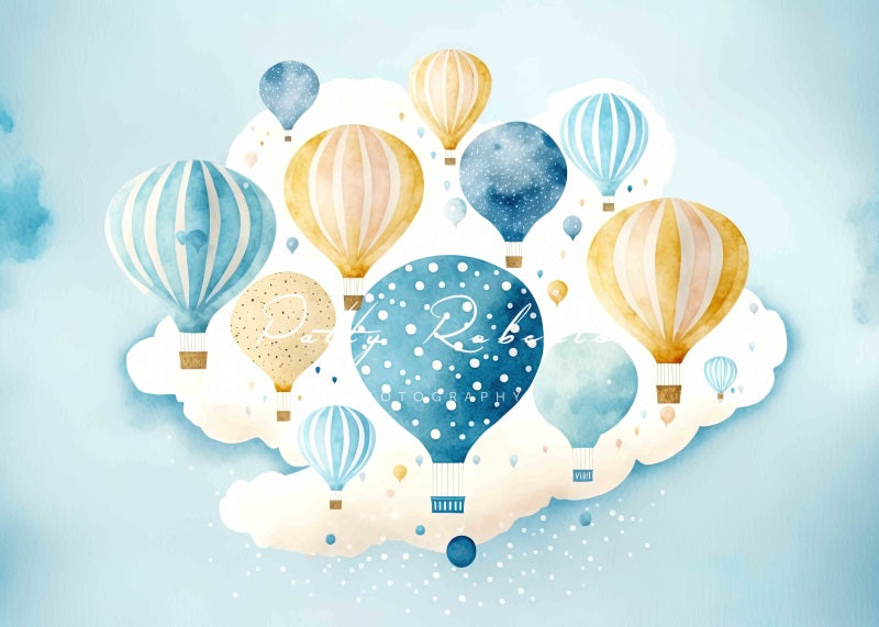 Kate Blue Hot Air Balloons Backdrop Designed by Patty Robertss - Kate Backdrop AU