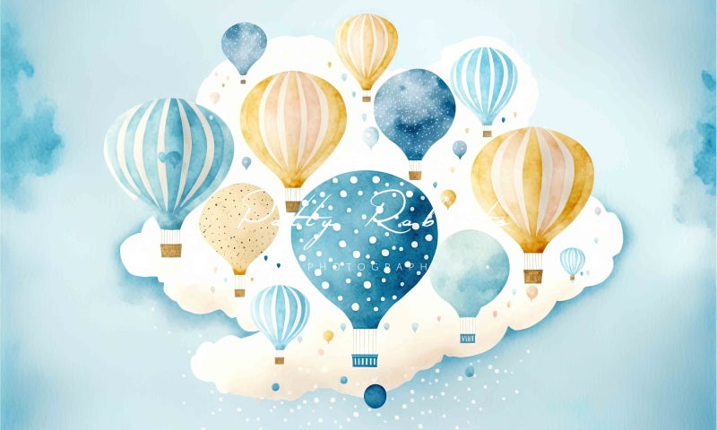 Kate Blue Hot Air Balloons Backdrop Designed by Patty Robertss - Kate Backdrop AU