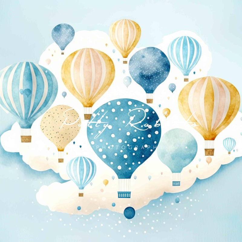 Kate Blue Hot Air Balloons Backdrop Designed by Patty Robertss - Kate Backdrop AU
