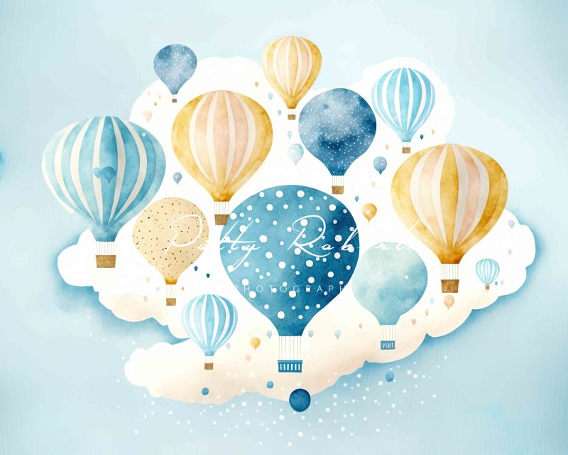 Kate Blue Hot Air Balloons Backdrop Designed by Patty Robertss - Kate Backdrop AU