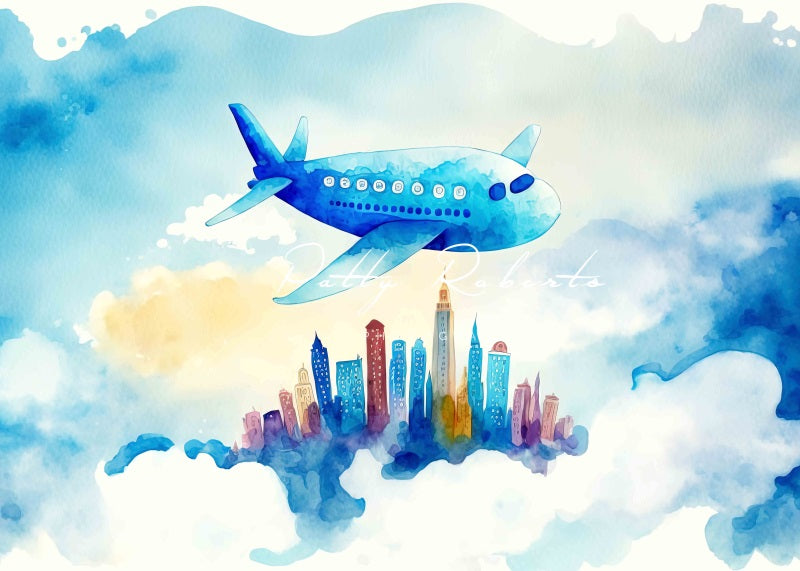 Kate High in the Sky Backdrop Blue Plane Designed by Patty Robertss - Kate Backdrop AU