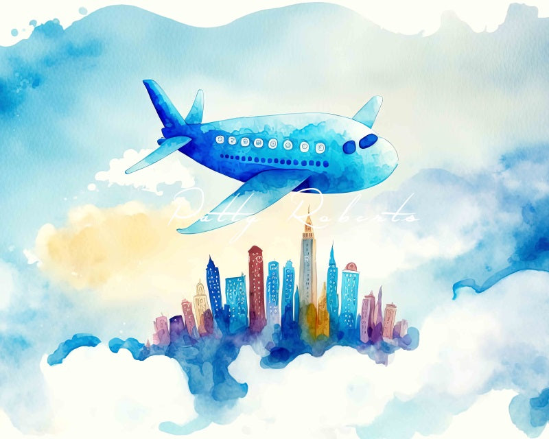 Kate High in the Sky Backdrop Blue Plane Designed by Patty Robertss - Kate Backdrop AU