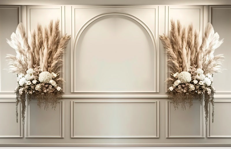 Kate Painted Cream Boho Wall Backdrop Dried Flowers Designed by Mini MakeBelieve - Kate Backdrop AU
