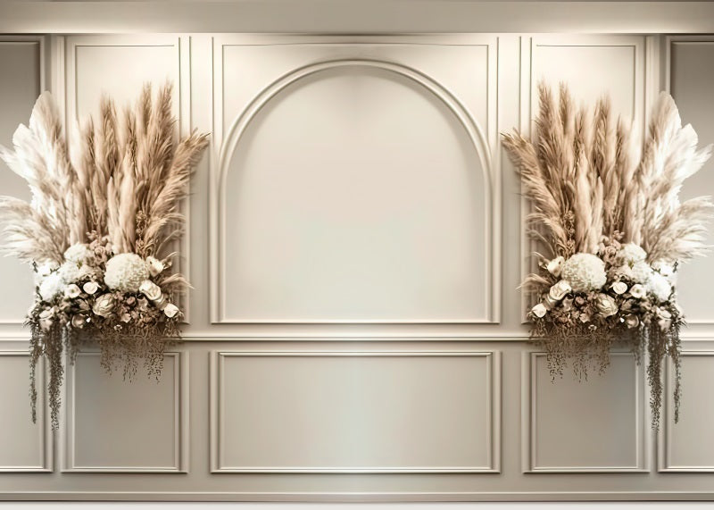 Kate Painted Cream Boho Wall Backdrop Dried Flowers Designed by Mini MakeBelieve - Kate Backdrop AU