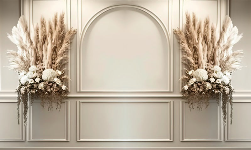 Kate Painted Cream Boho Wall Backdrop Dried Flowers Designed by Mini MakeBelieve - Kate Backdrop AU